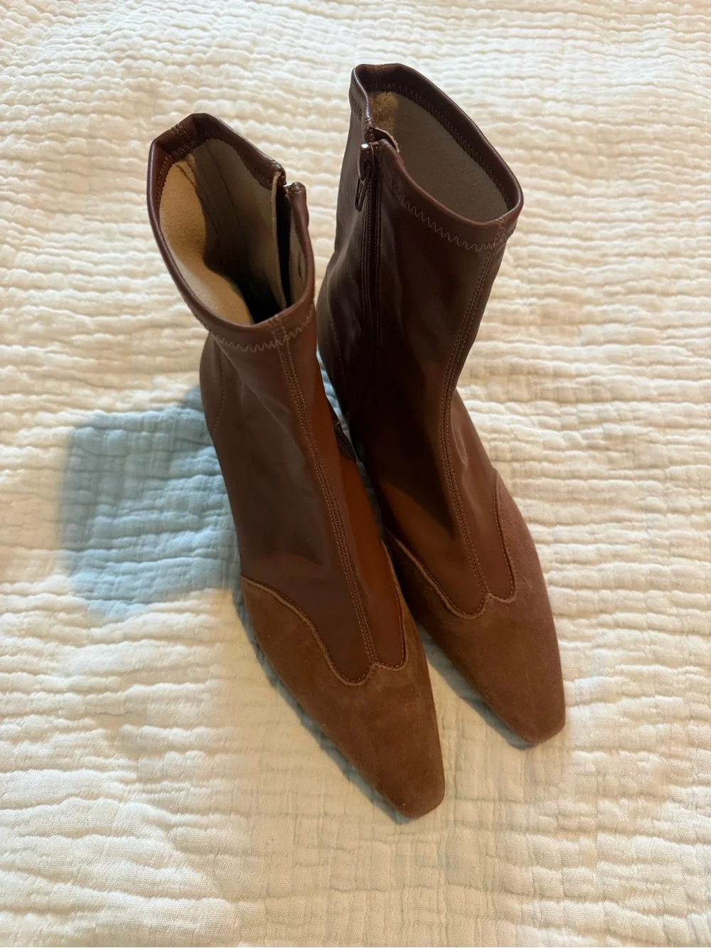 Maeve Cap Toe Brown Pointed Toe Ankle Booties with Low Heel Leather EUC C000
